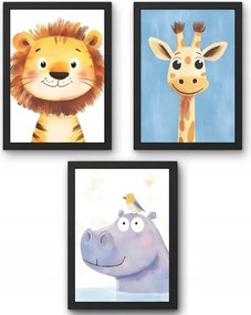 Három darabos poszter szett gyerekszobába Színes Safari A4-es méret
