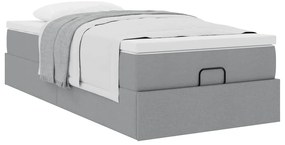 Ottomán ágykeret matraccal világosszürke 80x200cm szövet