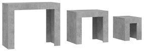 3 db betonszürke szerelt fa rakásolható dohányzóasztal