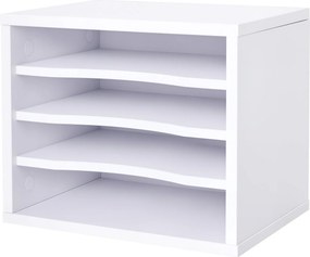 Vinsetto Fehér Fa Íróasztali Szervező 4 Szintes Nyomtató Állvánnyal, Méret: 35.5L x 25W x 28.6H cm | Aosom