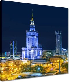Vászonkép 40x40 Varsó éjszaka Palota