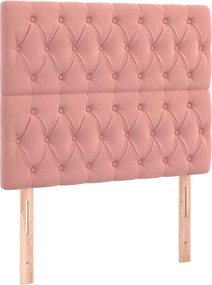 rózsaszín bársony fejtámla 90x7x118/128 cm