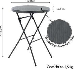 GARTHEN Kerti asztal kerek rattan 110 cm szürke