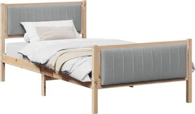 vidaXL Ágykeret Barna és világosszürke 100 x 200 cm Tömör fenyőfa