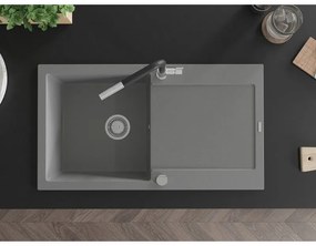 Mexen Leo, 1 kamrás gránit mosogató 900x500x190 mm és Flora mosogató csaptelep, szürke, 6501-71-670401-07