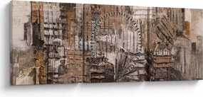 Kép - absztrakció barna tónusokkal (órával) (90x30 cm)