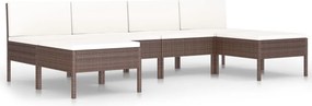 vidaXL 6 részes barna polyrattan kerti bútorszett párnákkal