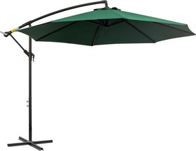 Outsunny Kéttámaszú Napernyő Ø300 cm Állítható Napvédelem UV Védelemmel, Kéttámasz Mechanikával, Piaci Napernyő Kert Napernyő Balkoni Kert Terasz Zöld
