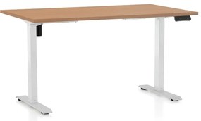 Állítható magasságú asztal OfficeTech B, 120 x 80 cm, fehér alap, bükkfa