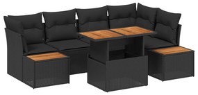 vidaXL Kerti Kanapé Szett tárolóval 10 pcs Fekete Poli rattan