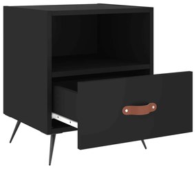 2 db fekete szerelt fa és vas éjjeliszekrény 40 x 35 x 47,5 cm