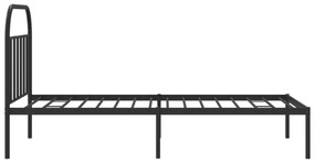 fekete fém ágykeret fejtámlával 100 x 200 cm