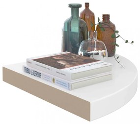 magasfényű fehér MDF lebegő sarokpolc 25 x 25 x 3,8 cm