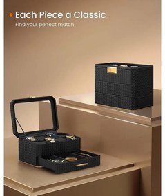 8 rekeszes óratartó doboz, tintafekete