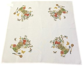 Hímzett terítő szögletes barna virágok 85x85 cm TiaHome