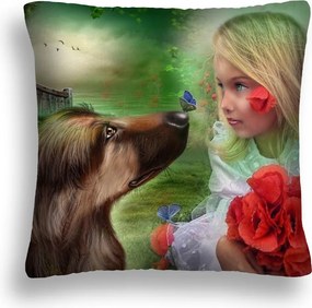 Kutya Párna 20 Colie Kislány Pipacsok Párnahuzat