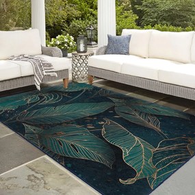 Petróleum színű mosható futószőnyeg 80x200 cm Midnight Jungle – Mila Home