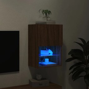 barna tölgyszínű TV-szekrény LED-lámpákkal 40,5x30x60 cm