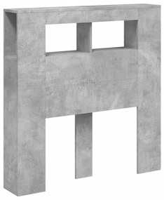 betonszürke szerelt fa LED-es fejtámla 100x18,5x103,5 cm
