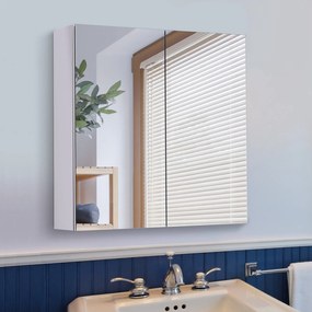 HOMCOM Rozsdamentes Acél Tükrös Szekrény Tárolópolccal Fürdőszoba WC-hez dim. 60L x 12W x 55H cm | Aosom