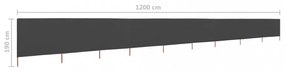 antracitszürke 9 paneles szövet szélfogó 1200 x 160 cm