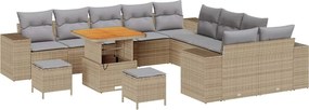vidaXL Kerti Kanapé Szett 13 pcs Beige és Világosszürke polirattan