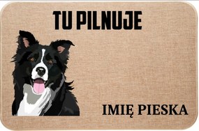 Lenvászon Lábtörlő Itt Őrzi Boarder Collie Kutyus Neve