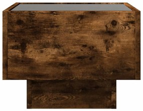 füstös tölgy színű szerelt fa kisasztal LED-del 40 x 40 x 30 cm