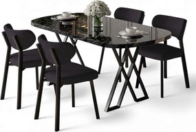 Axton étkezőgarnitúra, fekete márvány-antracit, 168 cm – TR240CHR2705