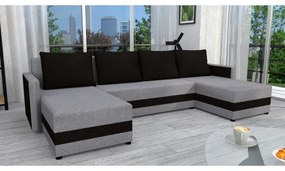 Kárpitozott, univerzális, kihúzható U alakú BRISTOL ülőgarnitúra, szürke/fekete