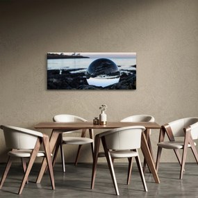 Egy üveggömb képe a sziklán (120x50 cm)