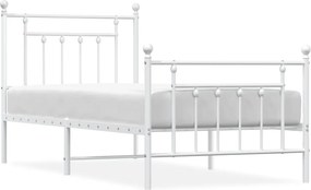 vidaXL fehér fém ágykeret fej- és lábtámlával 90x200 cm