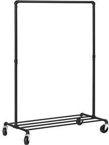 Gurulós ruhaállvány, fekete 100x49x163cm