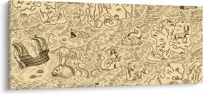 Kép - Vintage térkép, illusztrációk (120x50 cm)