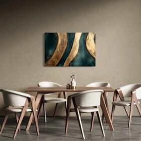 Kép - Zöld absztrakció arannyal I. (90x60 cm)