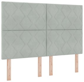 Boxspring Ágy Matrac Különleges Világosszürke 140x200 cm Bársony