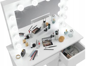 Öltöző asztal LED tükörrel Cleopatra White