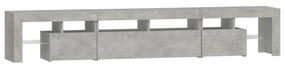 betonszürke TV-szekrény LED lámpákkal 230x36,5x40 cm