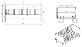 Toddler fehér gyerekágy, 70 x 140 cm - Vipack