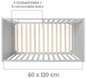 Szürke-szürkésbarna babaágy 60x120 cm Hamburg – Roba