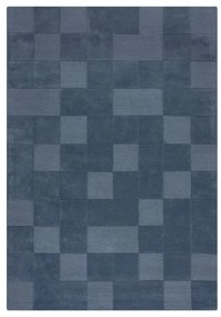 Sötétkék kézi szövésű gyapjú szőnyeg 160x230 cm Checkerboard – Flair Rugs