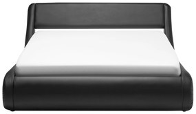 Fekete műbőr ágyneműtartós franciaágy 180 x 200 cm AVIGNON Beliani