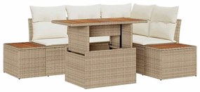 vidaXL Kerti Kanapé Szett tárolóval 5 pcs Bézs Poli rattan