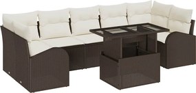 vidaXL Kerti Kanapé Szett párnával 8 pcs Barna Poli rattan