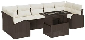 vidaXL Kerti Kanapé Szett párnával 8 pcs Barna Poli rattan