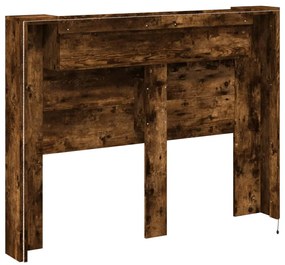füstös tölgy színű áthidalószekrény LED-ekkel 140x16,5x103,5 cm