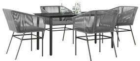 vidaXL 5 részes szürke polyrattan üveg kerti étkezőgarnitúra párnával