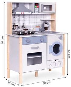 Fa játékkonyha hangokkal sütővel mosógéppel konyhai kiegészítőkkel led