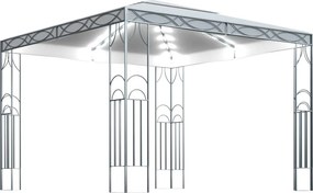vidaXL krémszínű pavilon LED fényfüzérrel 300 x 300 cm