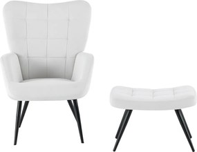 Fotel lábtartóval, világos szürke Velvet szövet/fekete, HABEN